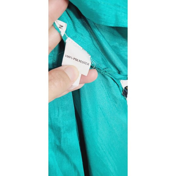 Aurelia Kurta NEW Teal Blue Gold Detailed Front Half Sleeve Tunic Open Side - Picture 9 of 12